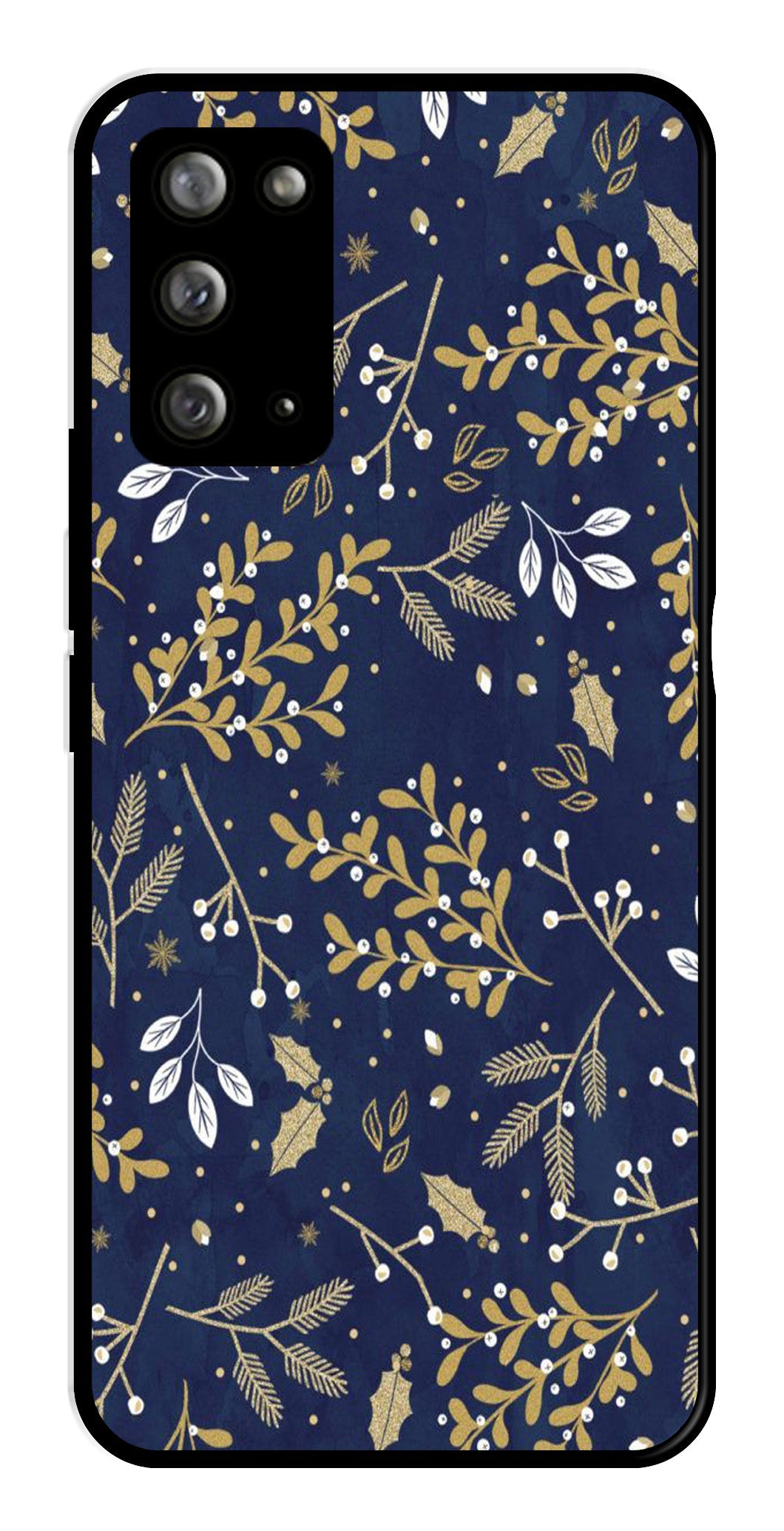 Floral Pattern Metal Mobile Case for Samsung Galaxy Note 20 (Design No -52)