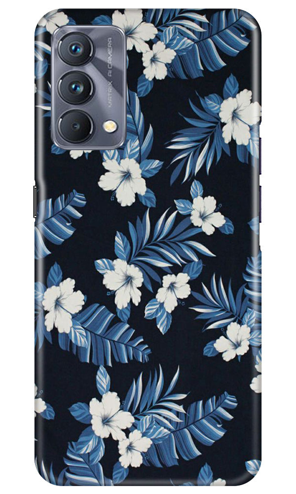 White flowers Blue Background2 Mobile Back Case for Realme GT 5G Master Edition (Design - 15) White flowers Blue Background2 Case for Realme GT 5G Master Edition