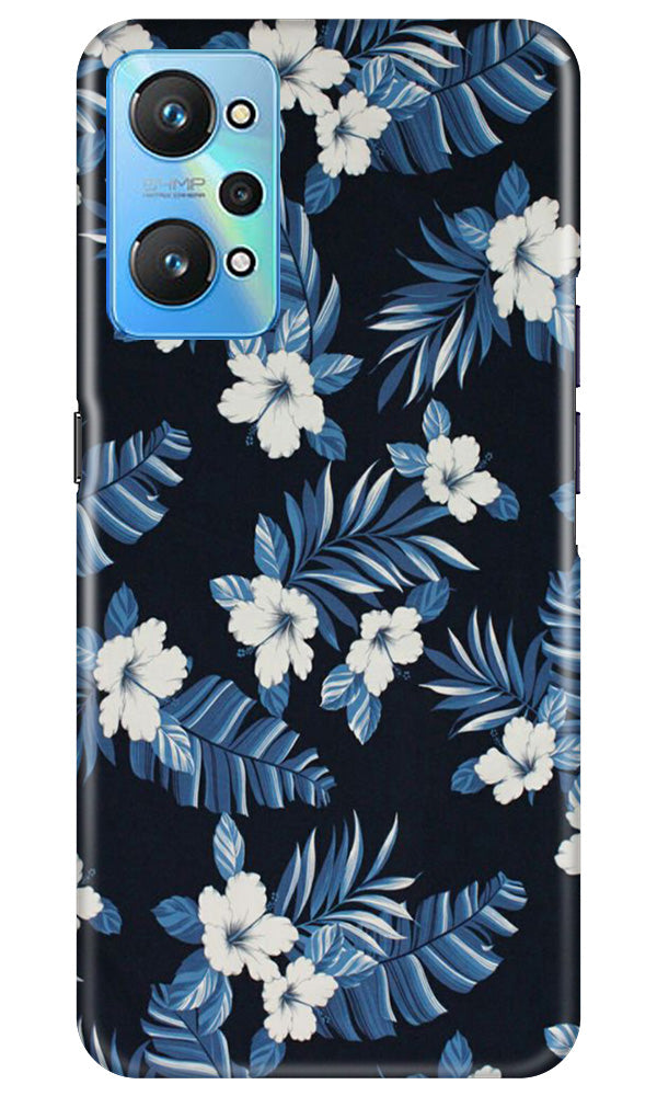 White flowers Blue Background2 Mobile Back Case for Realme GT Neo 2 (Design - 15) White flowers Blue Background2 Case for Realme GT Neo 2