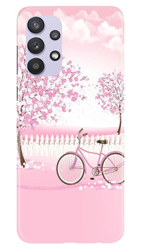 Pink Flowers Cycle Mobile Back Case for Samsung Galaxy A32 5G (Design - 102) Pink Flowers Cycle Case for Samsung Galaxy A32 5G (Design - 102)