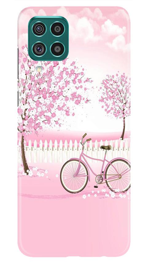 Pink Flowers Cycle Mobile Back Case for Samsung Galaxy F22 (Design - 102) Pink Flowers Cycle Case for Samsung Galaxy F22 (Design - 102)