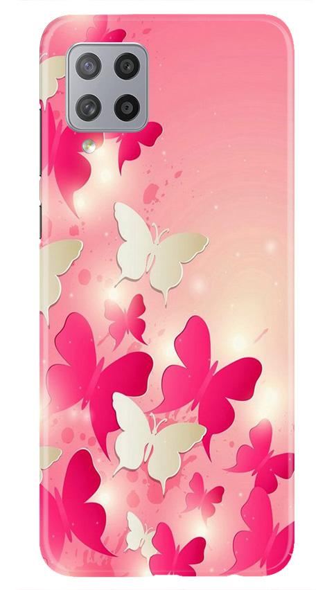 White Pick Butterflies Mobile Back Case for Samsung Galaxy M42 (Design - 28) White Pick Butterflies Case for Samsung Galaxy M42