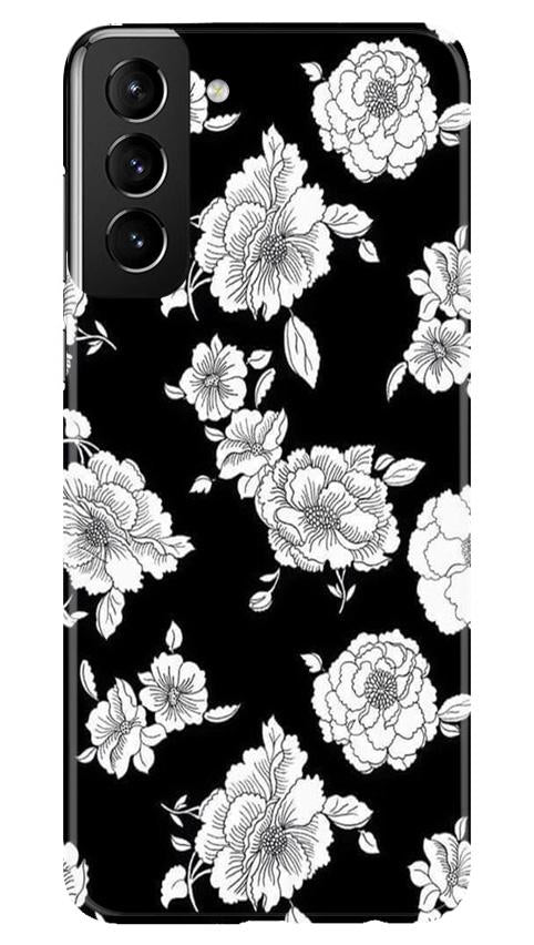 White flowers Black Background Mobile Back Case for Samsung Galaxy S21 Plus (Design - 9) White flowers Black Background Case for Samsung Galaxy S21 Plus