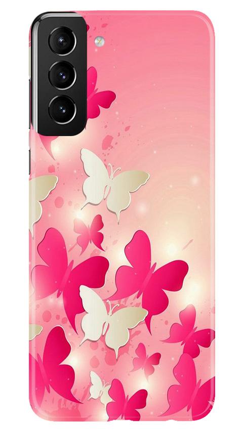 White Pick Butterflies Mobile Back Case for Samsung Galaxy S21 Plus (Design - 28) White Pick Butterflies Case for Samsung Galaxy S21 Plus
