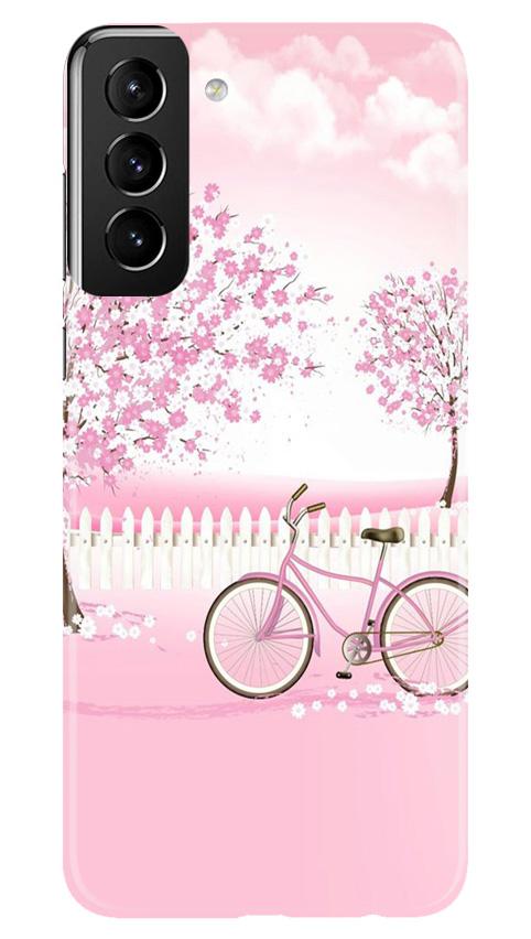 Pink Flowers Cycle Mobile Back Case for Samsung Galaxy S21 Plus (Design - 102) Pink Flowers Cycle Case for Samsung Galaxy S21 Plus (Design - 102)