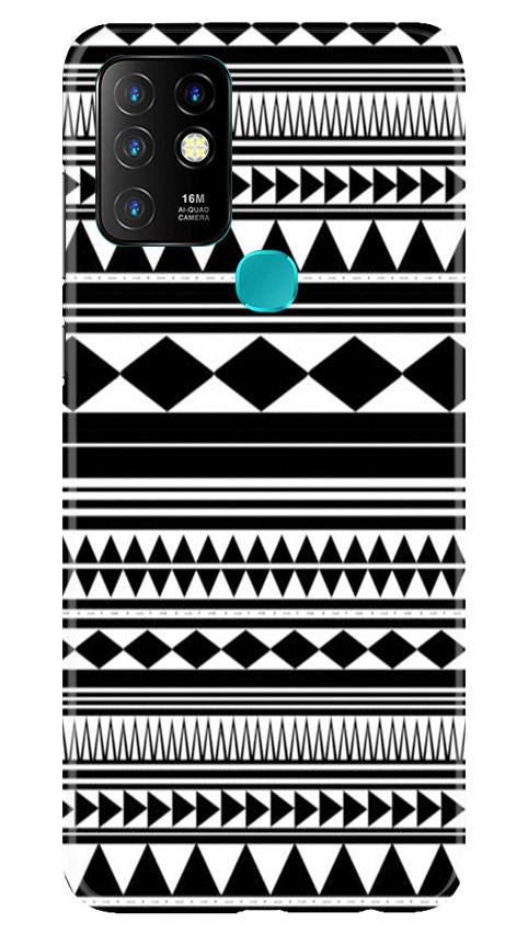 Black white Pattern Mobile Back Case for Infinix Hot 10 (Design - 5) Black white Pattern Case for Infinix Hot 10