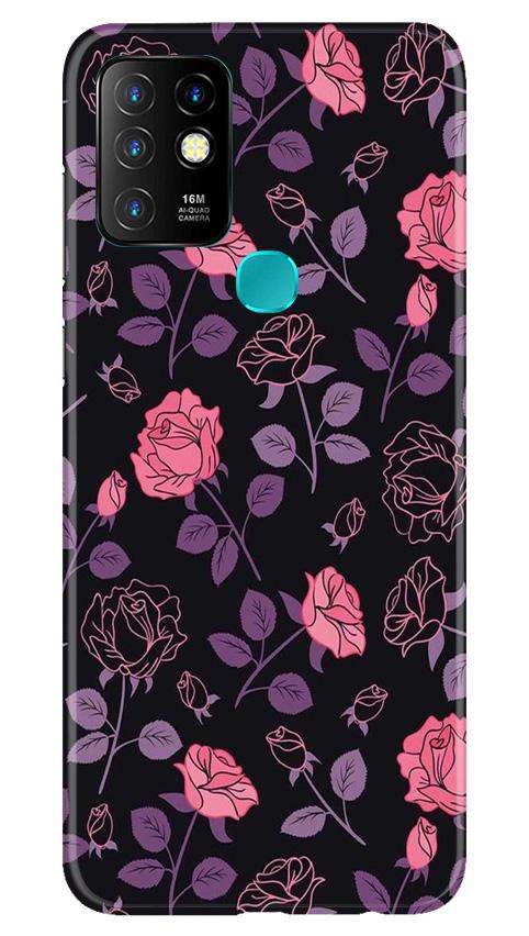 Rose Black Background Mobile Back Case for Infinix Hot 10 (Design - 27) Rose Black Background Case for Infinix Hot 10