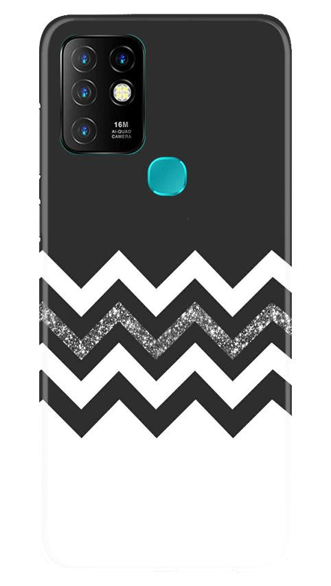 Black white Pattern2Mobile Back Case for Infinix Hot 10 (Design - 83) Black white Pattern2Case for Infinix Hot 10
