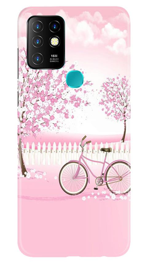 Pink Flowers Cycle Mobile Back Case for Infinix Hot 10 (Design - 102) Pink Flowers Cycle Case for Infinix Hot 10 (Design - 102)