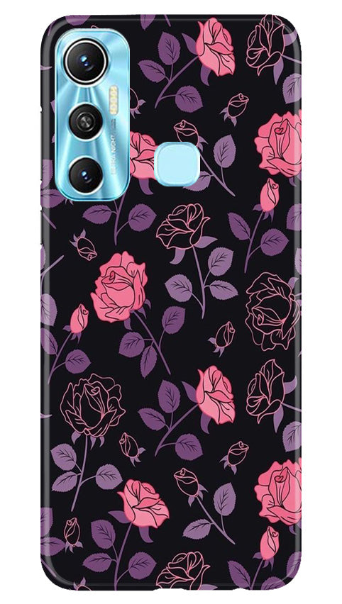 Rose Black Background Mobile Back Case for Infinix Hot 11 (Design - 27) Rose Black Background Case for Infinix Hot 11
