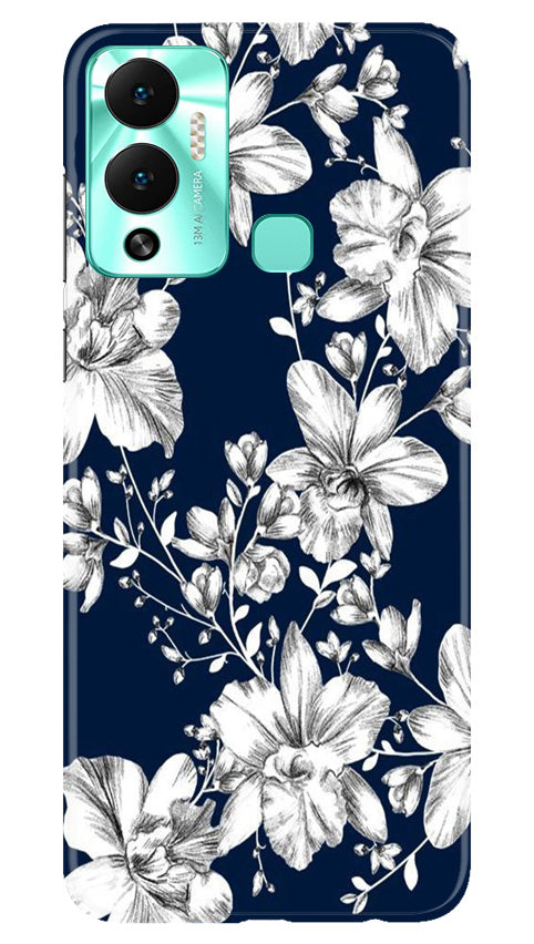 White flowers Blue Background Mobile Back Case for Infinix Hot 12 Play (Design - 14) White flowers Blue Background Case for Infinix Hot 12 Play