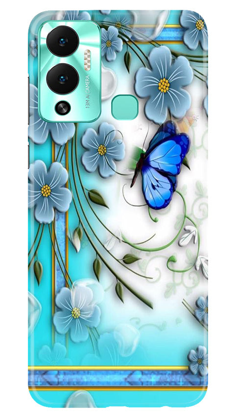 Blue Butterfly Mobile Back Case for Infinix Hot 12 Play (Design - 21) Blue Butterfly Case for Infinix Hot 12 Play