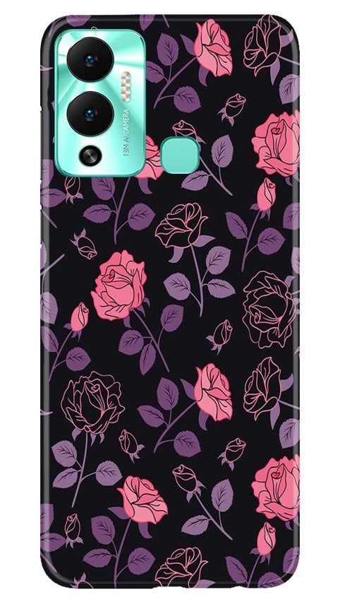 Rose Black Background Mobile Back Case for Infinix Hot 12 Play (Design - 27) Rose Black Background Case for Infinix Hot 12 Play