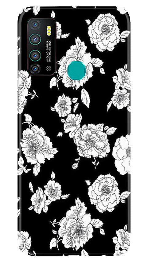 White flowers Black Background Mobile Back Case for Infinix Hot 9 (Design - 9) White flowers Black Background Case for Infinix Hot 9