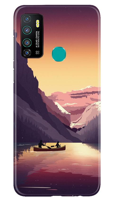 Mountains Boat Mobile Back Case for Infinix Hot 9 (Design - 181) Mountains Boat Case for Infinix Hot 9 (Design - 181)