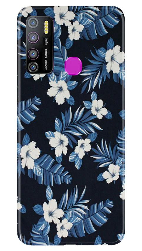 White flowers Blue Background2 Mobile Back Case for Infinix Hot 9 Pro (Design - 15) White flowers Blue Background2 Case for Infinix Hot 9 Pro