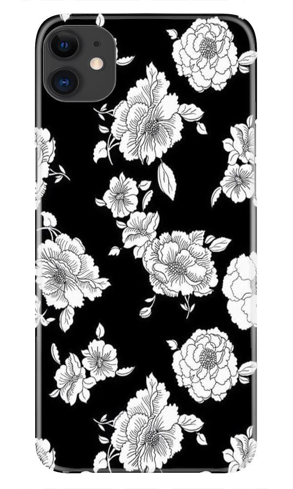 White flowers Black Background Mobile Back Case for iPhone 11 (Design - 9) White flowers Black Background Case for iPhone 11