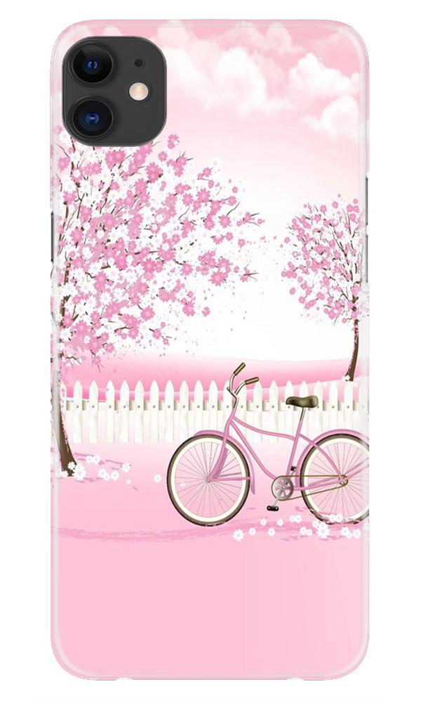 Pink Flowers Cycle Mobile Back Case for iPhone 11 (Design - 102) Pink Flowers Cycle Case for iPhone 11 (Design - 102)