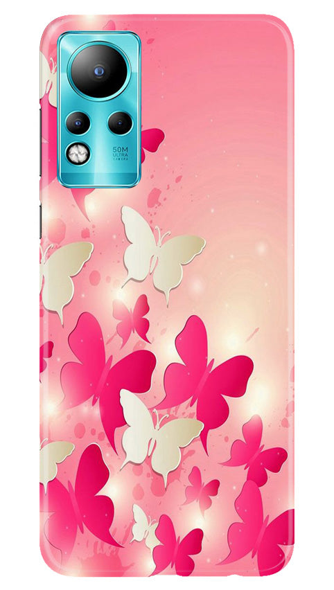 White Pick Butterflies Mobile Back Case for Infinix Note 11 (Design - 28) White Pick Butterflies Case for Infinix Note 11