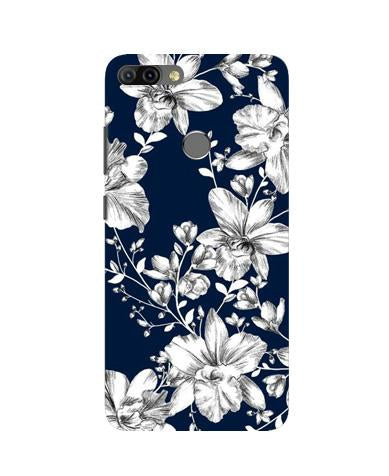 White flowers Blue Background Mobile Back Case for Infinix Hot 6 Pro (Design - 14) White flowers Blue Background Case for Infinix Hot 6 Pro