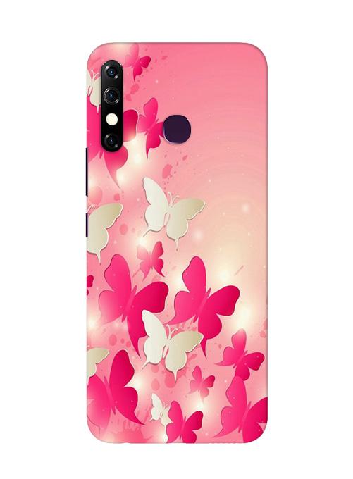 White Pick Butterflies Mobile Back Case for Infinix Hot 8 (Design - 28) White Pick Butterflies Case for Infinix Hot 8