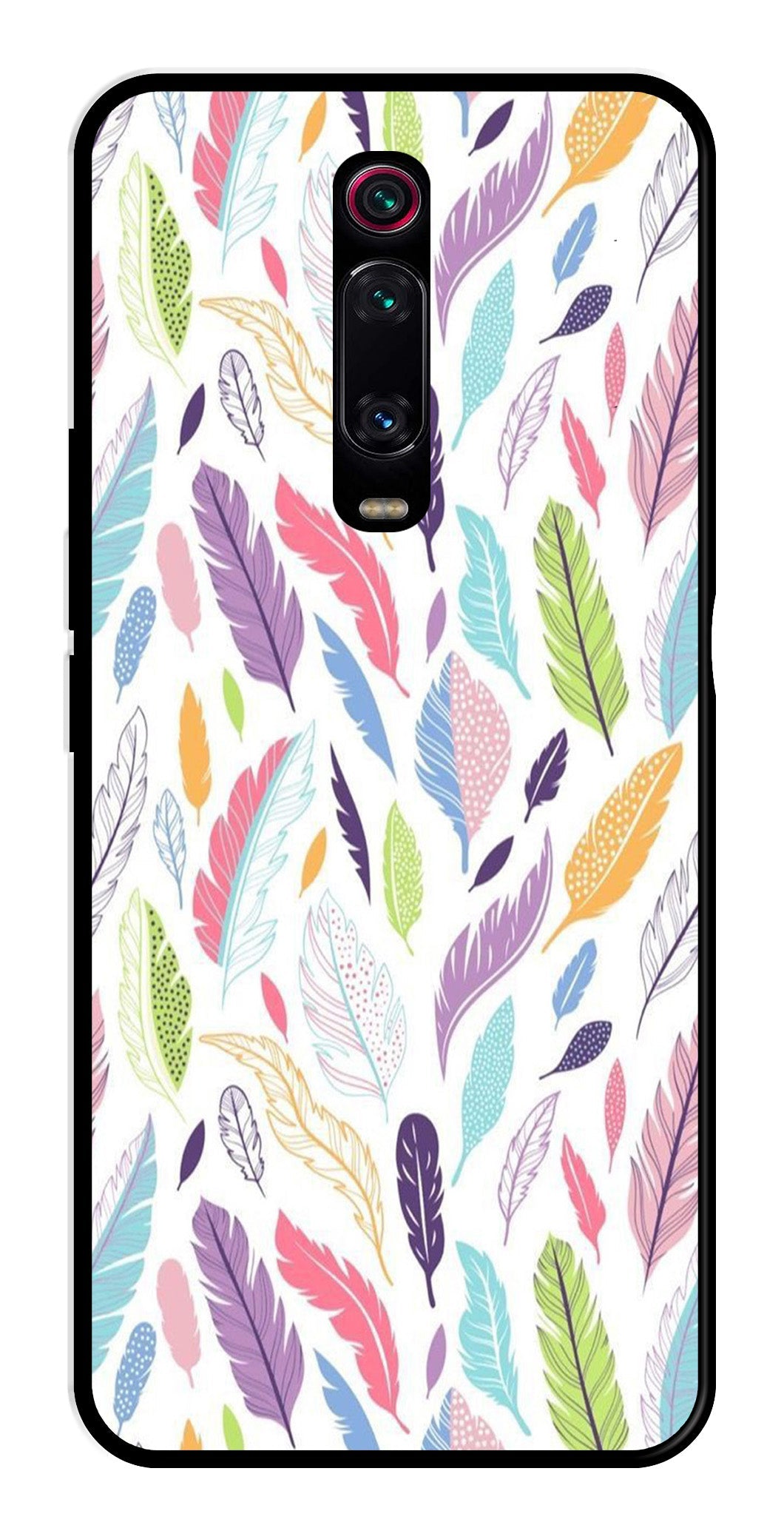 Colorful Feathers Metal Mobile Case for Xiaomi Redmi K20 Colorful Feathers Metal Mobile Case for Xiaomi Redmi K20 (Design No -06)