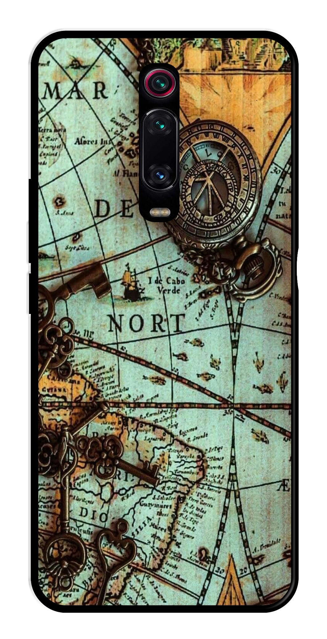 Map Design Metal Mobile Case for Xiaomi Redmi K20 Pro (Design No -54)