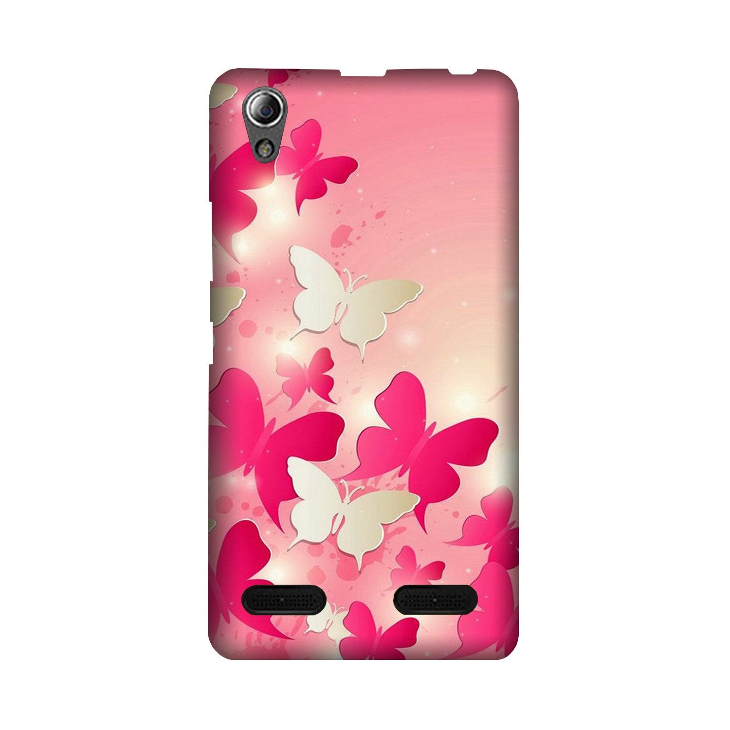 White Pick Butterflies Mobile Back Case for Lenovo A6000 (Design - 28) White Pick Butterflies Case for Lenovo A6000