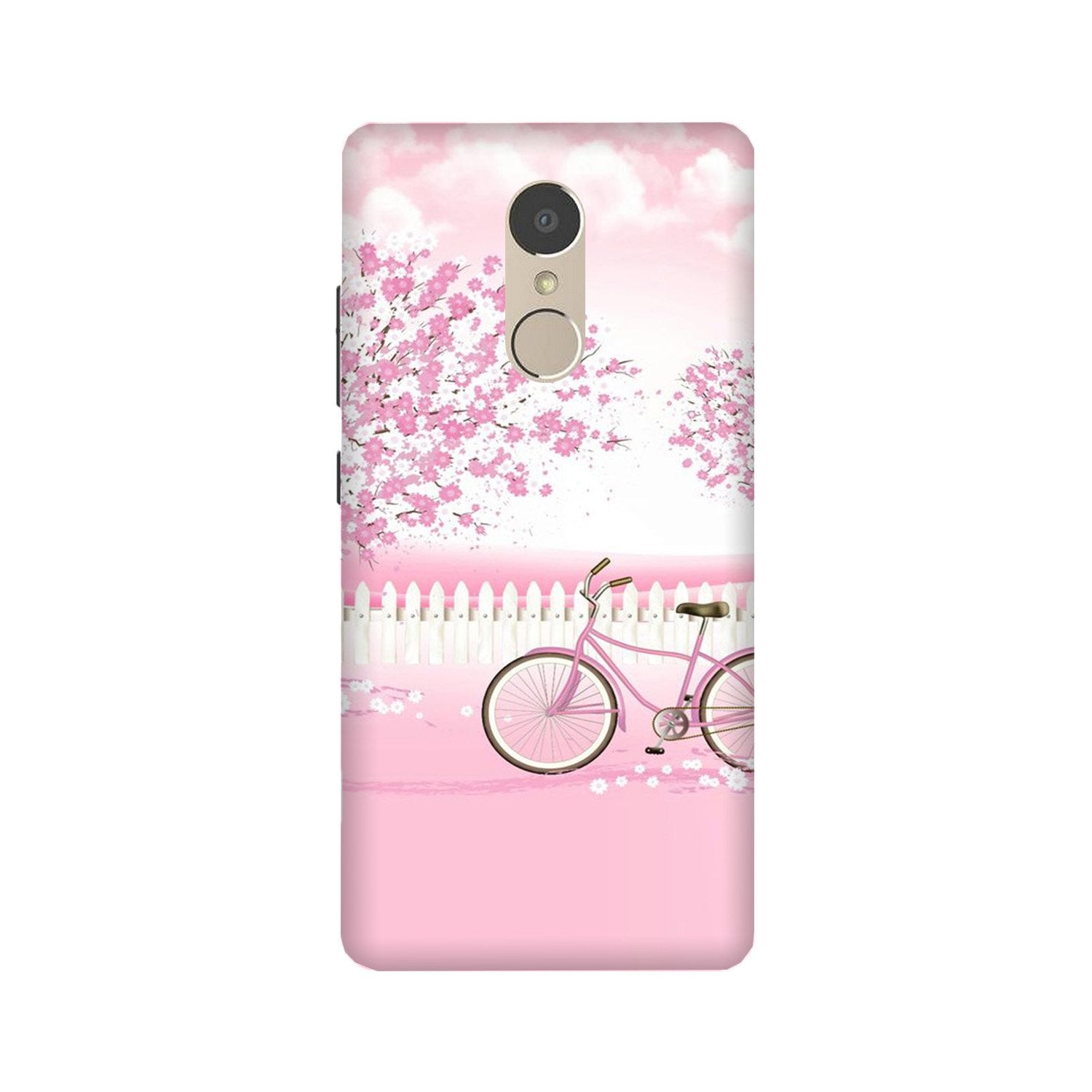 Pink Flowers Cycle Mobile Back Case for Lenovo K6 Note (Design - 102) Pink Flowers Cycle Case for Lenovo K6 Note (Design - 102)