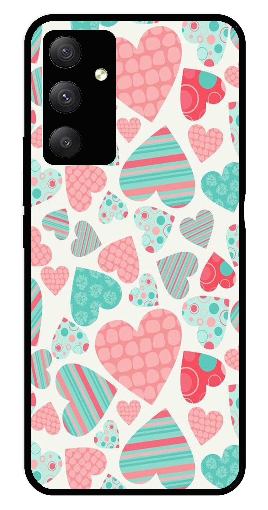 Hearts Pattern Metal Mobile Case for Samsung Galaxy M13 4G Hearts Pattern Metal Mobile Case for Samsung Galaxy M13 4G (Design No -22)