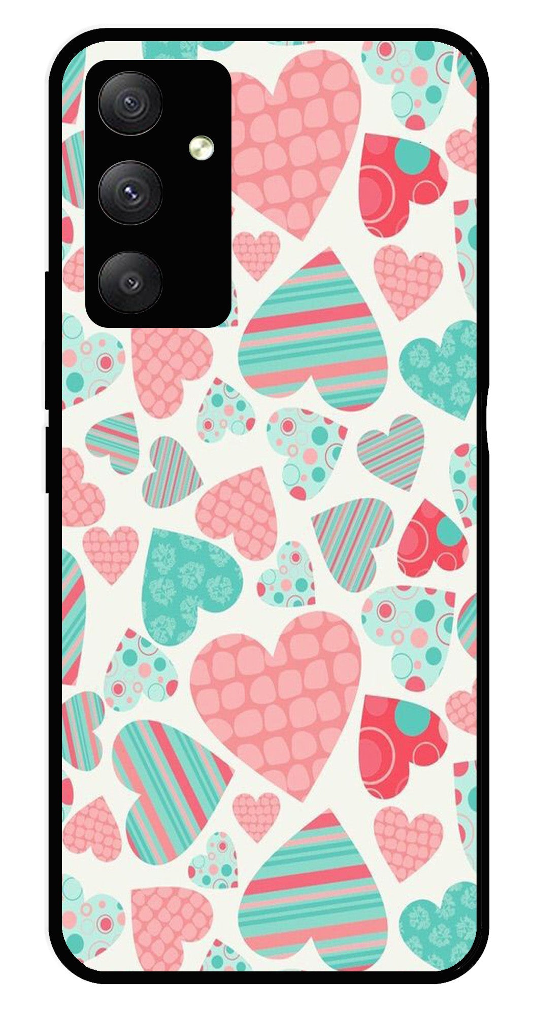 Hearts Pattern Metal Mobile Case for Samsung Galaxy M14 5G Hearts Pattern Metal Mobile Case for Samsung Galaxy M14 5G (Design No -22)