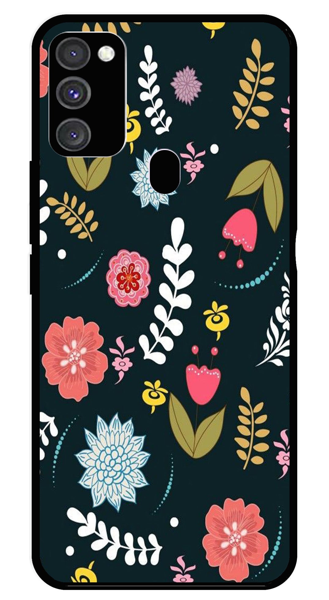 Floral Pattern2 Metal Mobile Case for Samsung Galaxy M21 Floral Pattern2 Metal Mobile Case for Samsung Galaxy M21 (Design No -12)