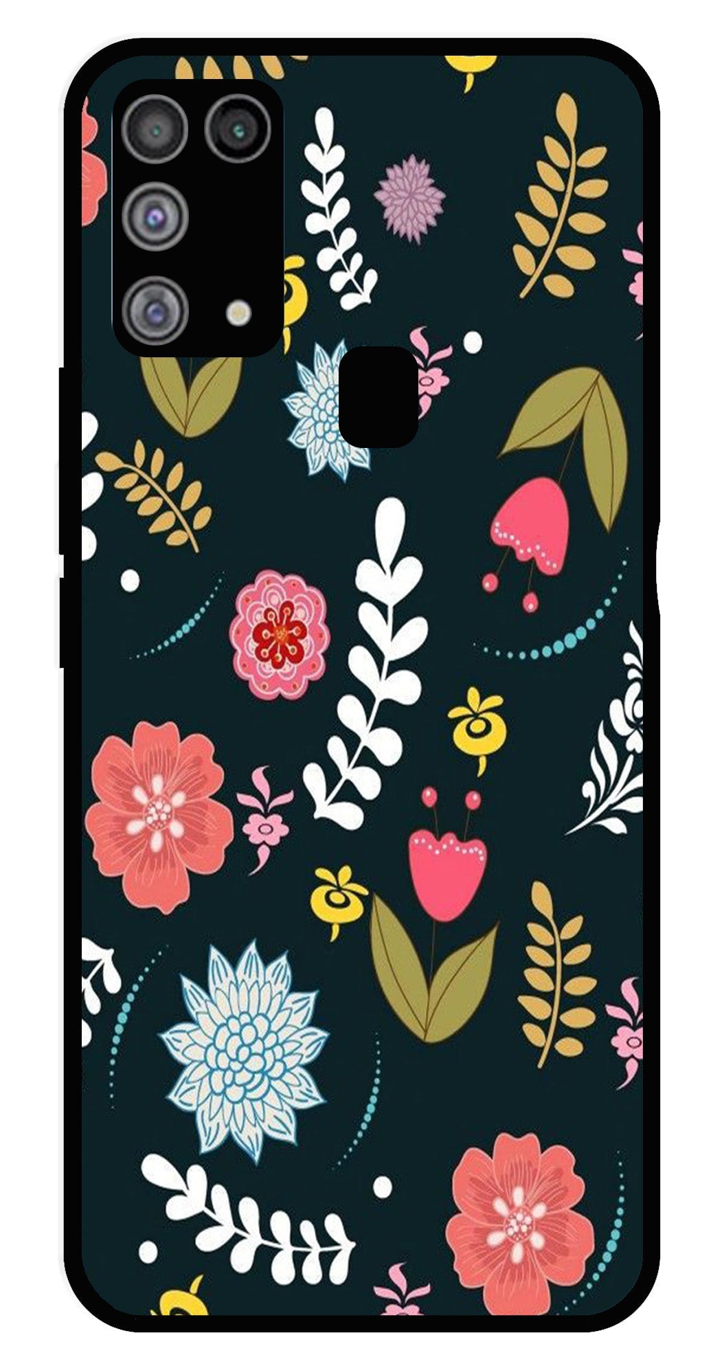 Floral Pattern2 Metal Mobile Case for Samsung Galaxy M31 Floral Pattern2 Metal Mobile Case for Samsung Galaxy M31 (Design No -12)