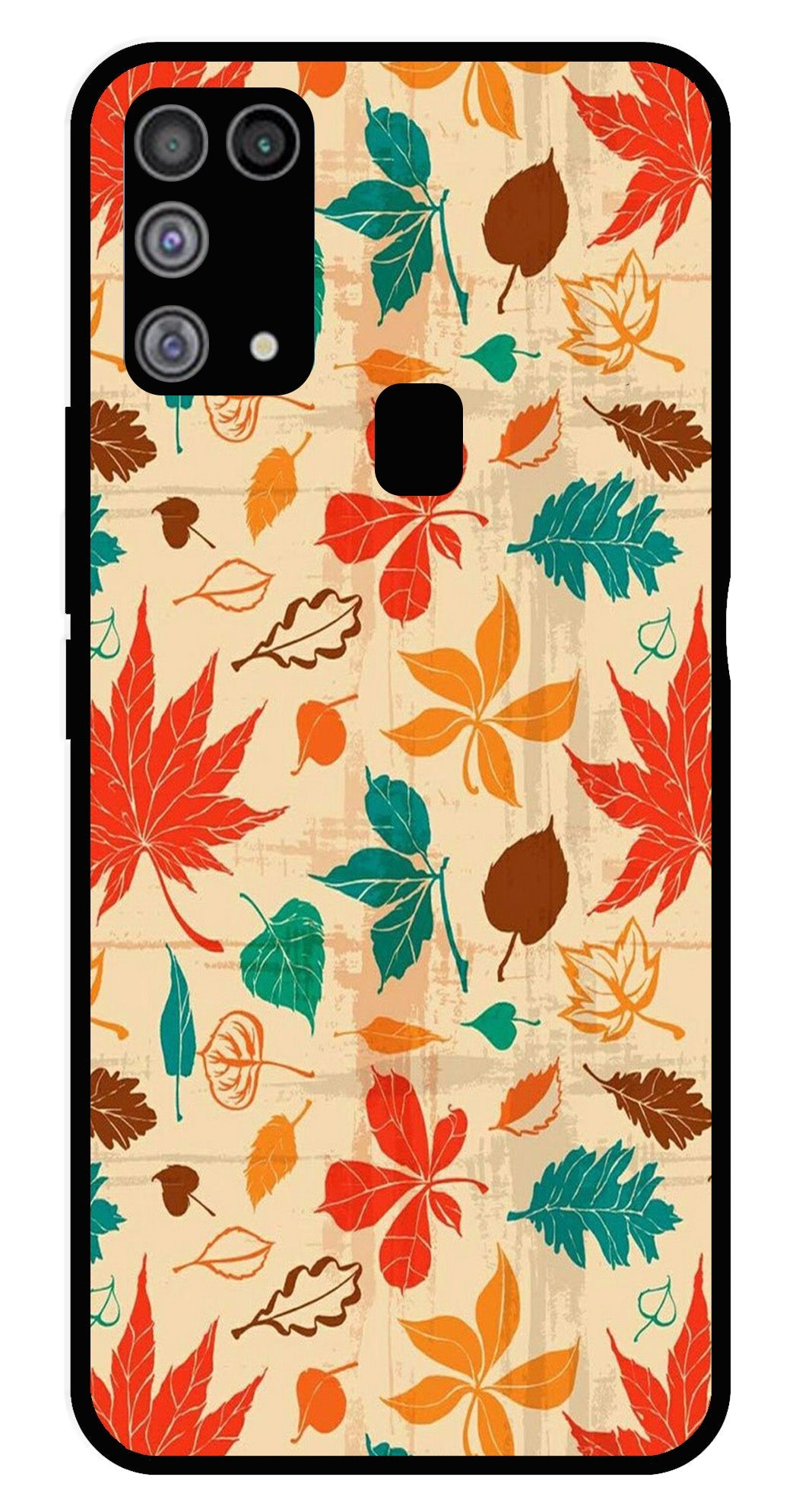 Leafs Design Metal Mobile Case for Samsung Galaxy M31 Leafs Design Metal Mobile Case for Samsung Galaxy M31 (Design No -14)
