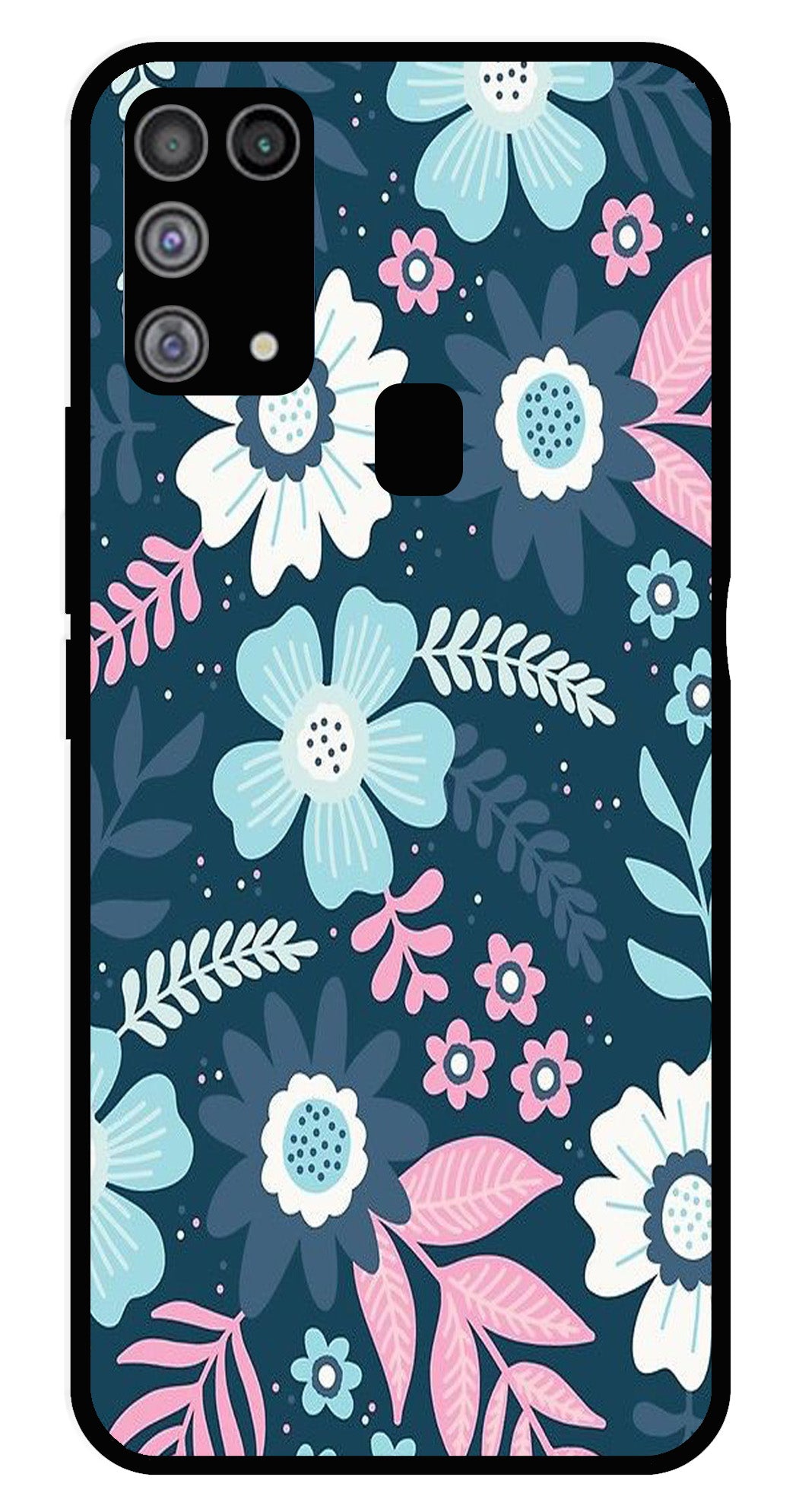 Flower Leaves Design Metal Mobile Case for Samsung Galaxy M31 (Design No -50)