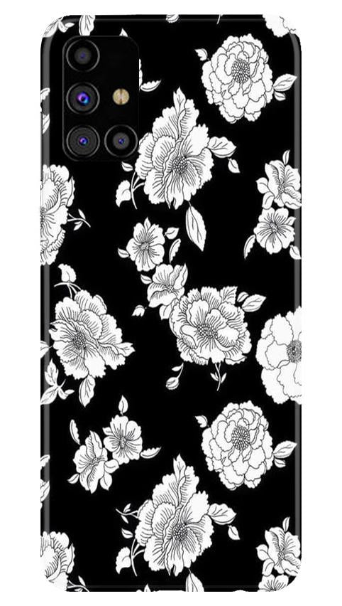 White flowers Black Background Mobile Back Case for Samsung Galaxy M51 (Design - 9) White flowers Black Background Case for Samsung Galaxy M51