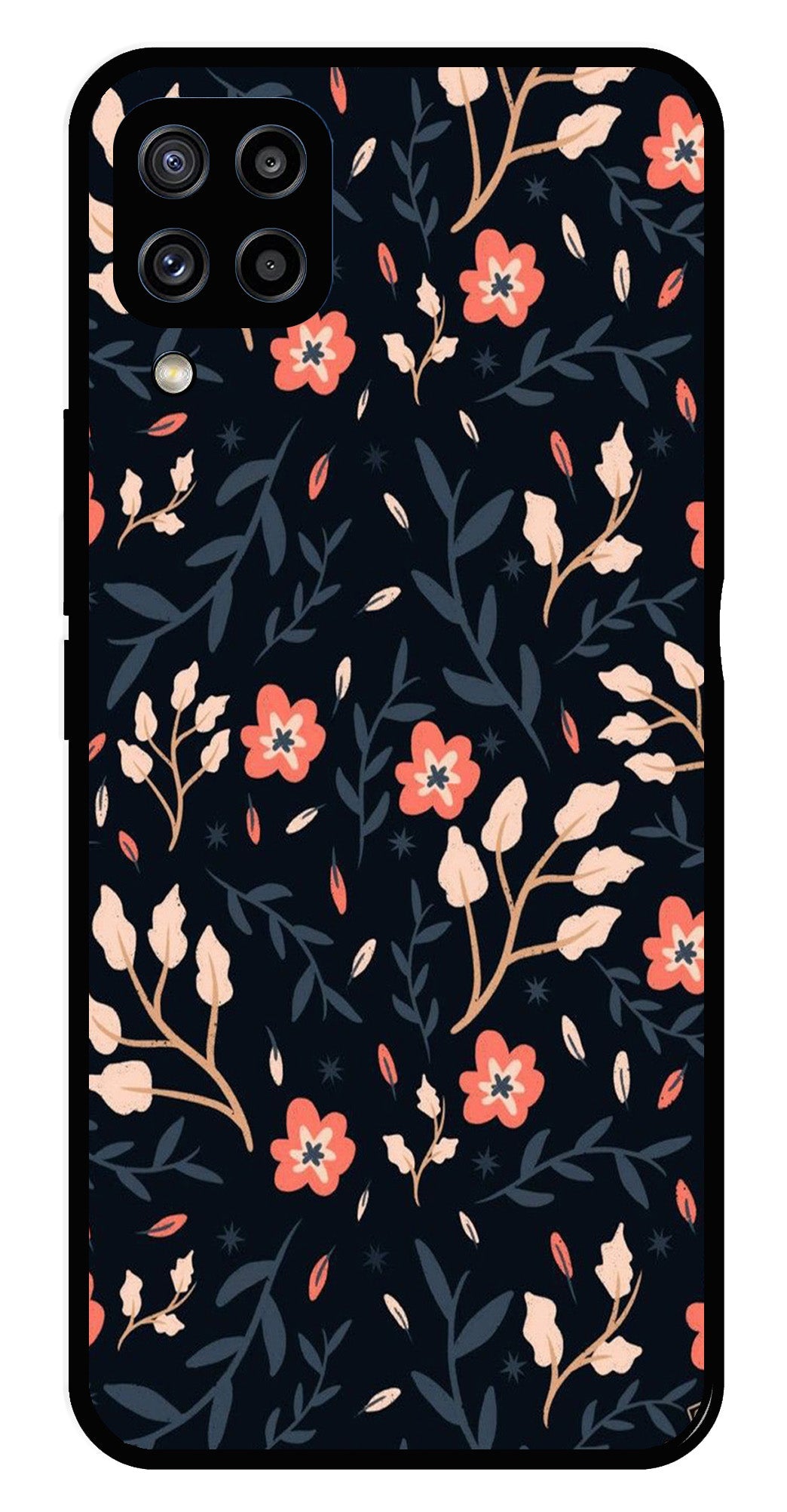 Floral Pattern Metal Mobile Case for Samsung Galaxy M32 4G Floral Pattern Metal Mobile Case for Samsung Galaxy M32 4G (Design No -10)