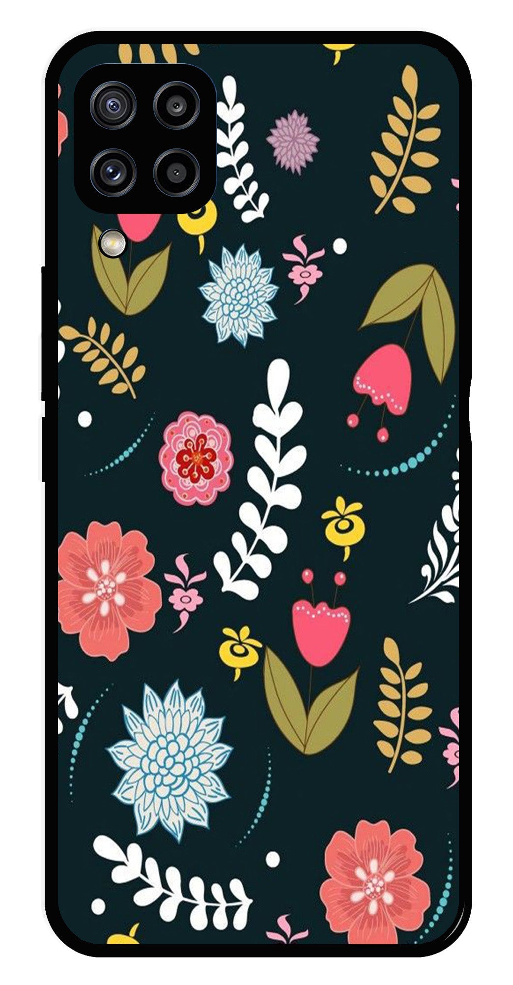 Floral Pattern2 Metal Mobile Case for Samsung Galaxy M32 4G Floral Pattern2 Metal Mobile Case for Samsung Galaxy M32 4G (Design No -12)