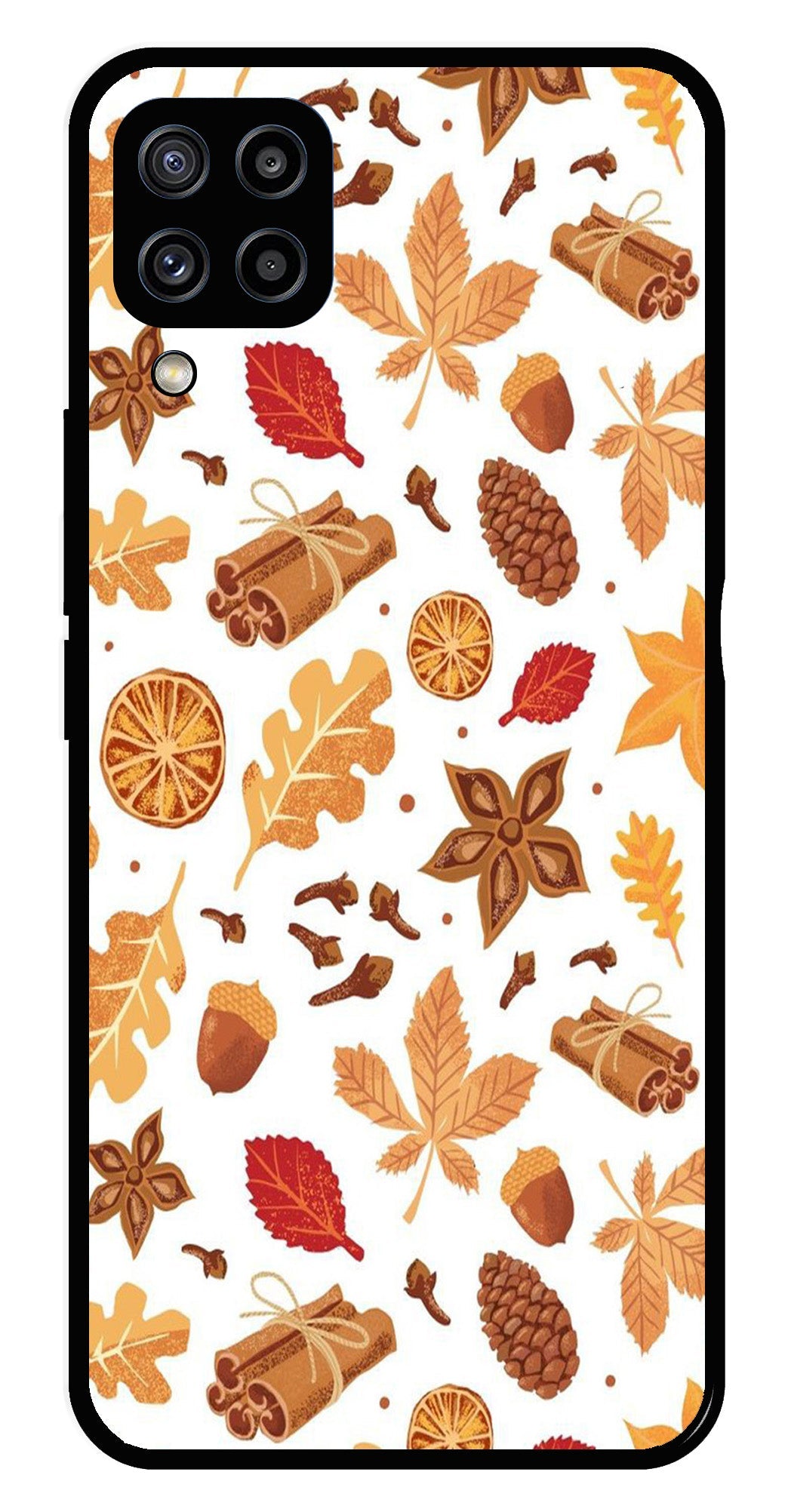 Autumn Leaf Metal Mobile Case for Samsung Galaxy M32 4G Autumn Leaf Metal Mobile Case for Samsung Galaxy M32 4G (Design No -19)