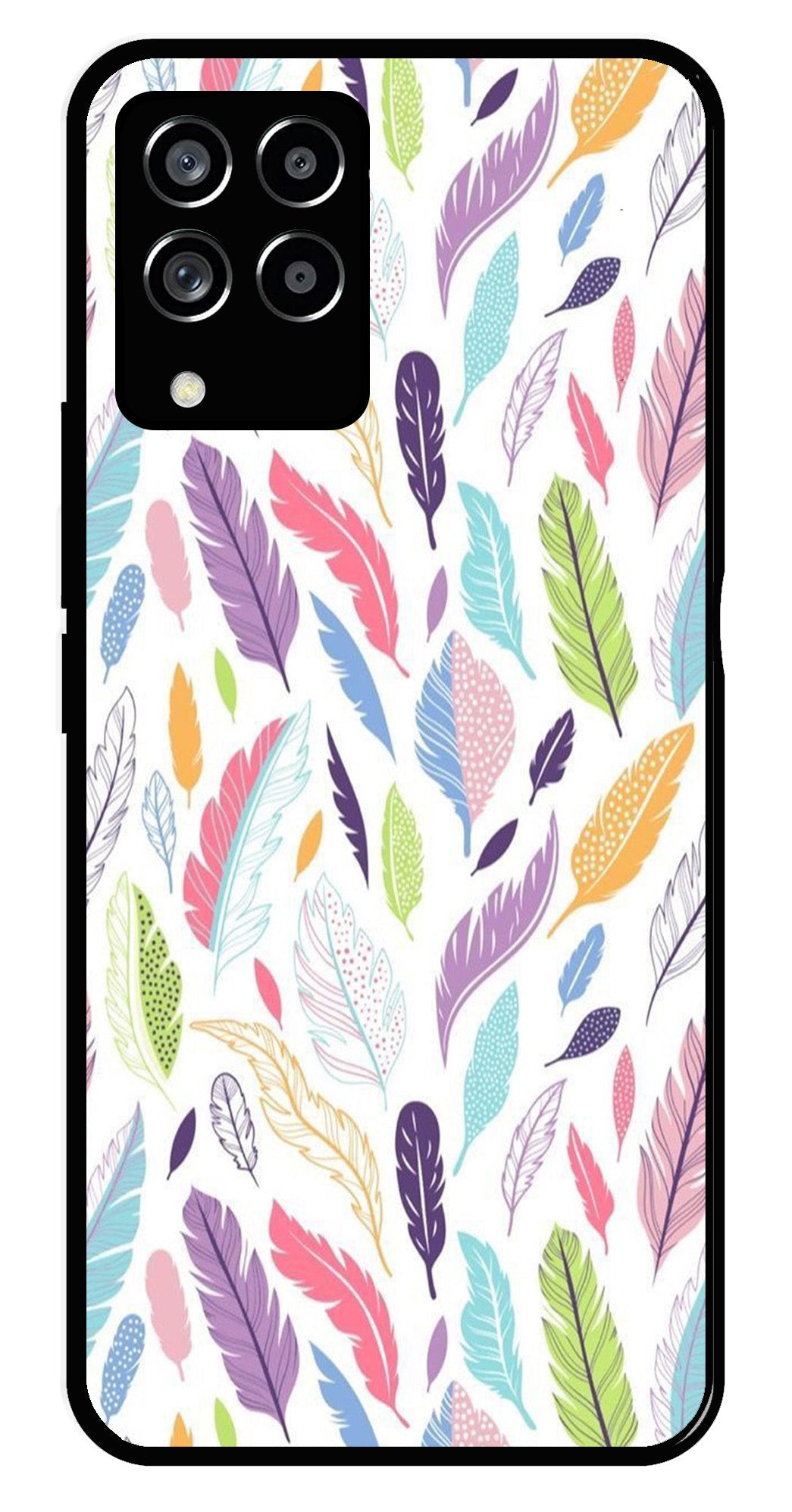 Colorful Feathers Metal Mobile Case for Samsung Galaxy M53 5G Colorful Feathers Metal Mobile Case for Samsung Galaxy M53 5G (Design No -06)