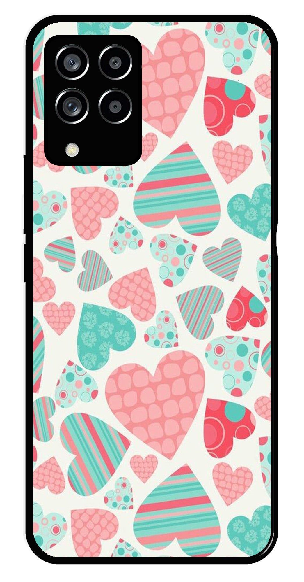 Hearts Pattern Metal Mobile Case for Samsung Galaxy M33 5G Hearts Pattern Metal Mobile Case for Samsung Galaxy M33 5G (Design No -22)