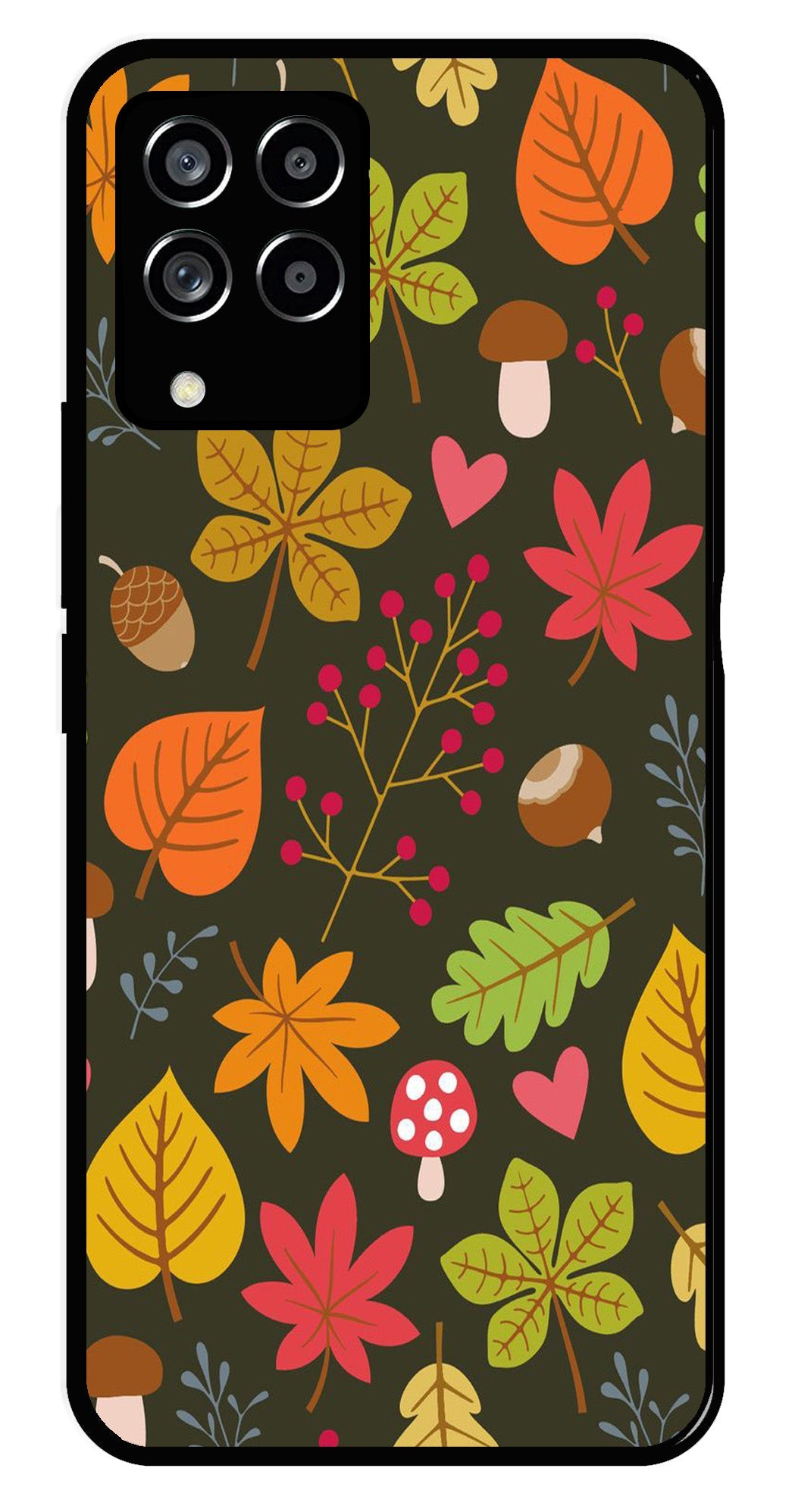 Leaves Design Metal Mobile Case for Samsung Galaxy M53 5G Leaves Design Metal Mobile Case for Samsung Galaxy M53 5G (Design No -51)