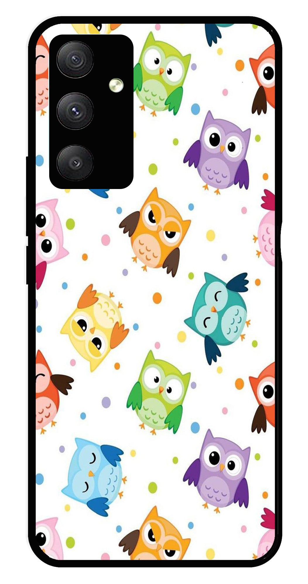 Owls Pattern Metal Mobile Case for Samsung Galaxy F54 Owls Pattern Metal Mobile Case for Samsung Galaxy F54 (Design No -20)