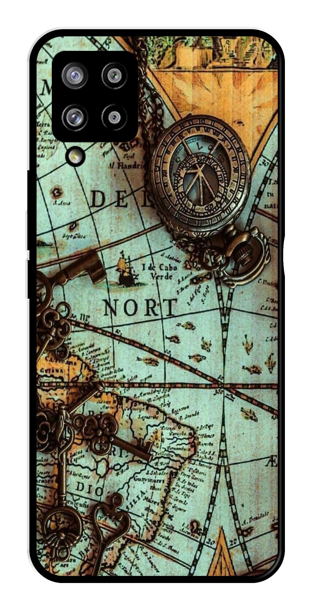 Map Design Metal Mobile Case for Samsung Galaxy M42 5G (Design No -54)