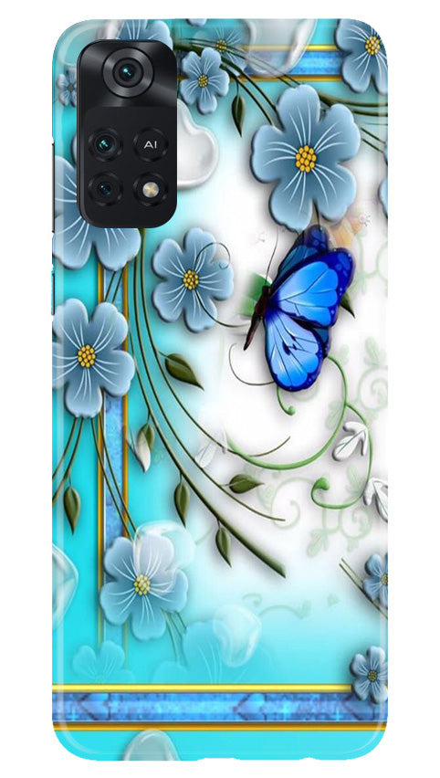 Blue Butterfly Mobile Back Case for Poco M4 Pro 4G (Design - 21) Blue Butterfly Case for Poco M4 Pro 4G