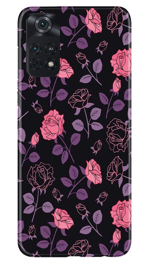 Rose Black Background Mobile Back Case for Poco M4 Pro 4G (Design - 27) Rose Black Background Case for Poco M4 Pro 4G