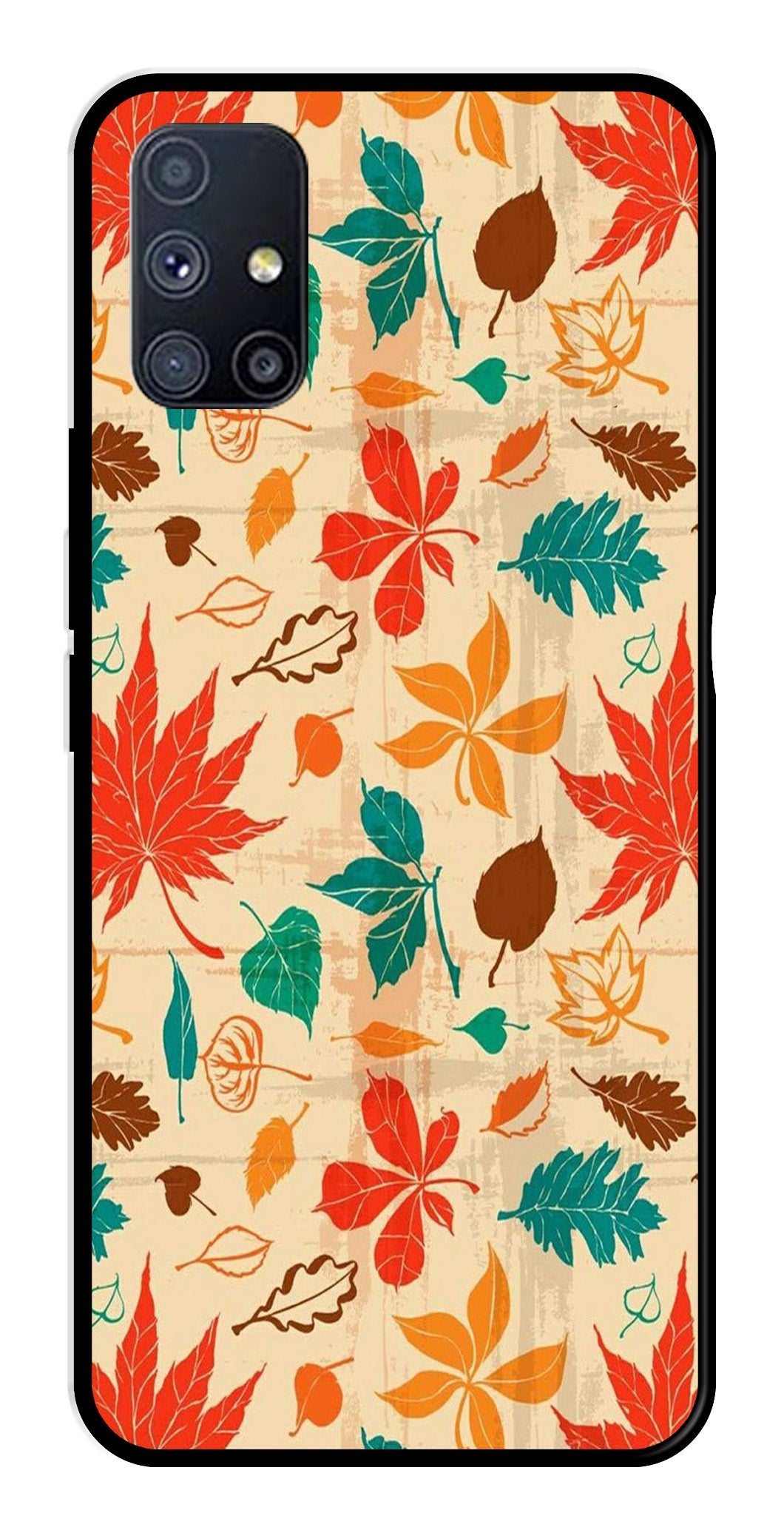 Leafs Design Metal Mobile Case for Samsung Galaxy F22 5G Leafs Design Metal Mobile Case for Samsung Galaxy F22 5G (Design No -14)