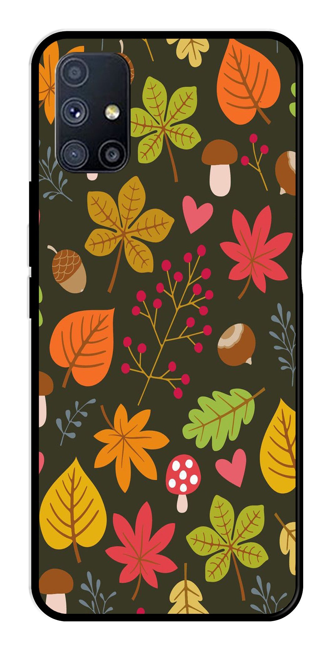 Leaves Design Metal Mobile Case for Samsung Galaxy M51 (Design No -51)