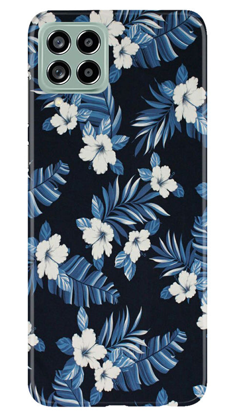 White flowers Blue Background2 Mobile Back Case for Samsung Galaxy M53 5G (Design - 15) White flowers Blue Background2 Case for Samsung Galaxy M53 5G