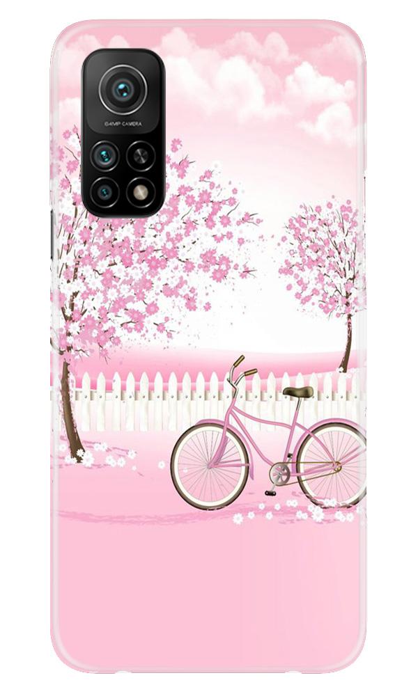Pink Flowers Cycle Mobile Back Case for Mi 10T (Design - 102) Pink Flowers Cycle Case for Mi 10T (Design - 102)
